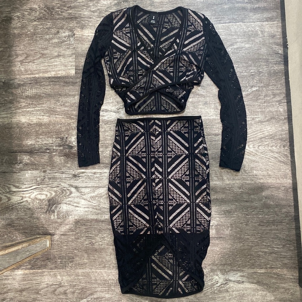 Black lace two piece set